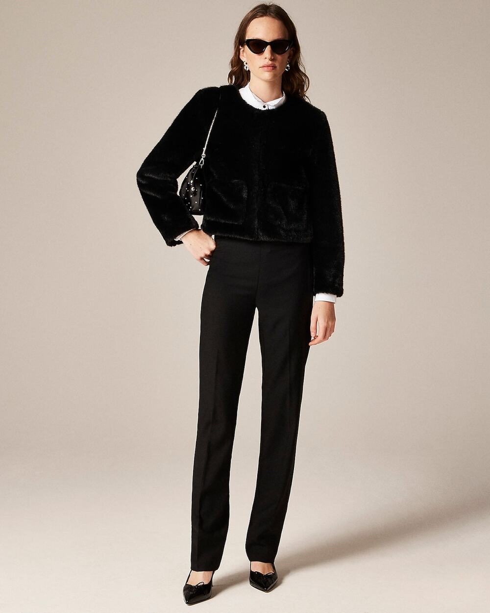 J. Crew Women's Stella Pant In Italian Tuxedo Wool Stretch Black Size 20 NWT